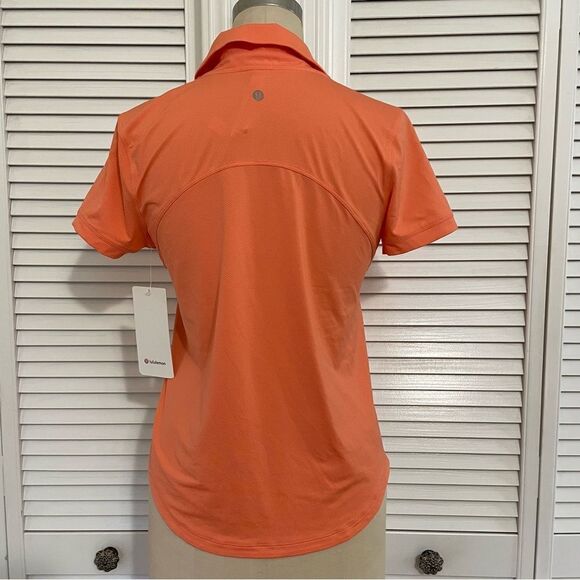 Lululemon Quick-Drying Short Sleeve Polo Shirt Sunny Coral/Orange Sz-S NWT! - Picture 6 of 9